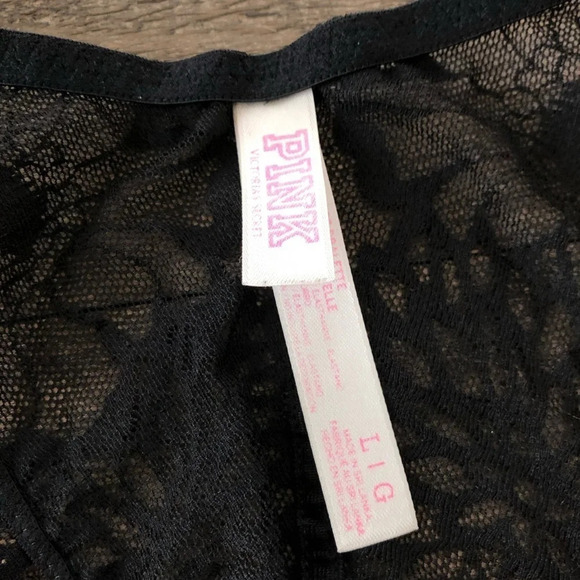 Pink Victorias Secret Size Large Black Lace Bralette Bra Racerback Unlined Sexy - Picture 2 of 3